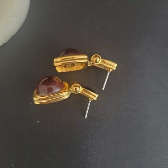 Joan Rivers Gold Tone Celloid & Enamel Hinged Dangle Pierced Earrings Signed VTG - Picture 4 of 6